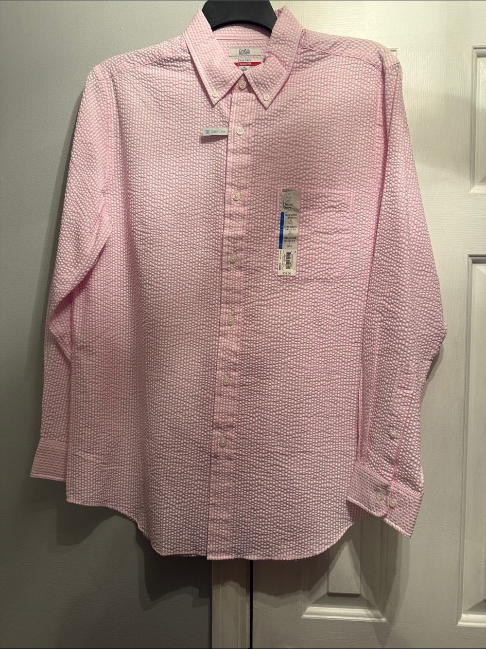 Cutter & Buck Textured Light Pink Button-Down Dress Shirt